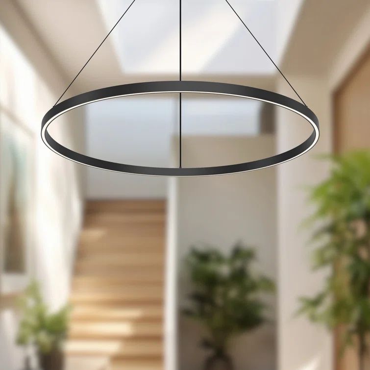 Cerchio Sleek Black Aluminum LED Geometric Chandelier