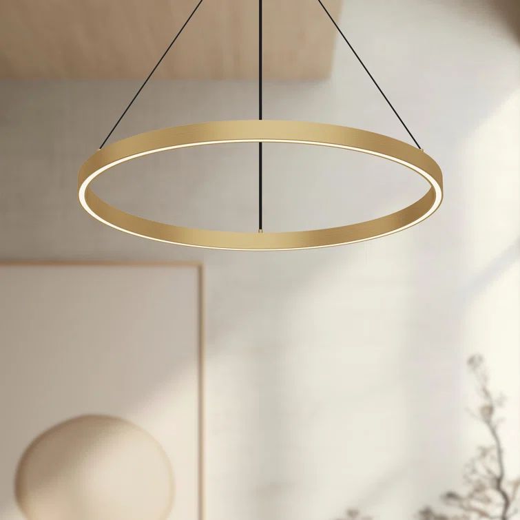 Brushed Gold Aluminum LED Pendant Light, 23.63"