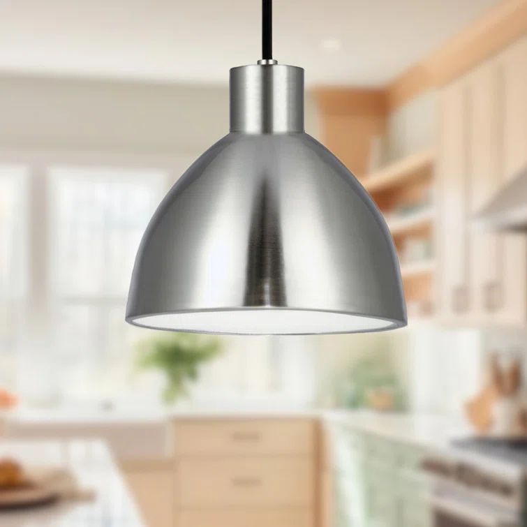 Kara 8'' Brushed Nickel Bowl Pendant with Integrated LED