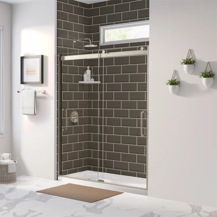 Arelo 60" Frameless Sliding Shower Door with Clear Glass