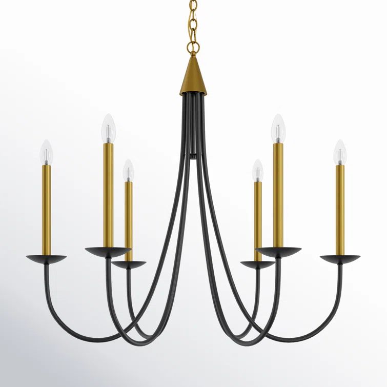Black and Brass Candle Style Metal Chandelier