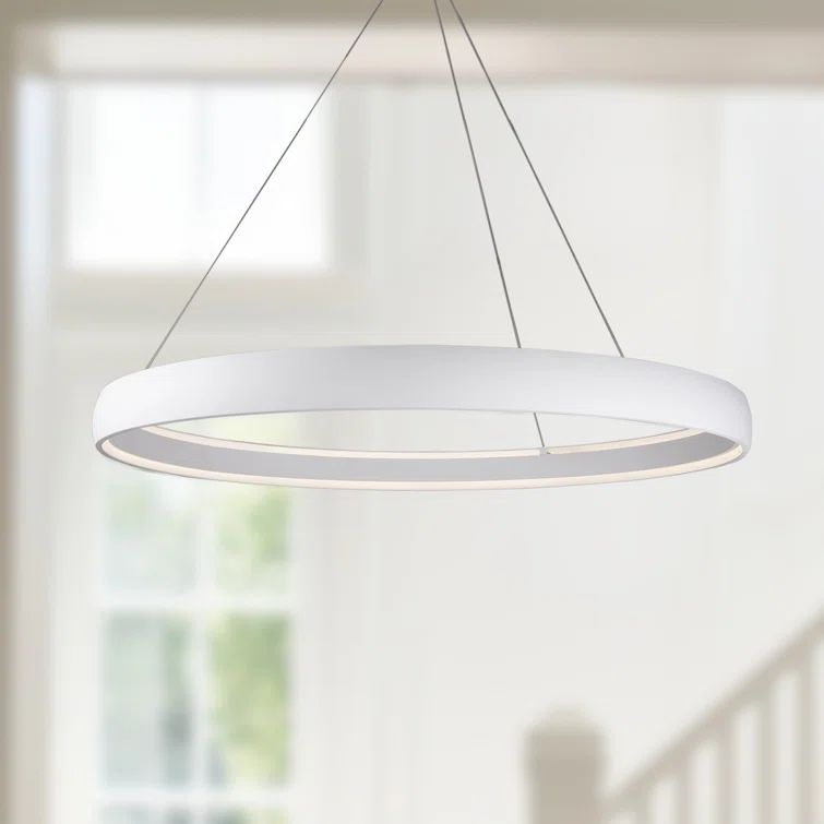 Sleek Circular Halo 52" White Aluminum LED Pendant