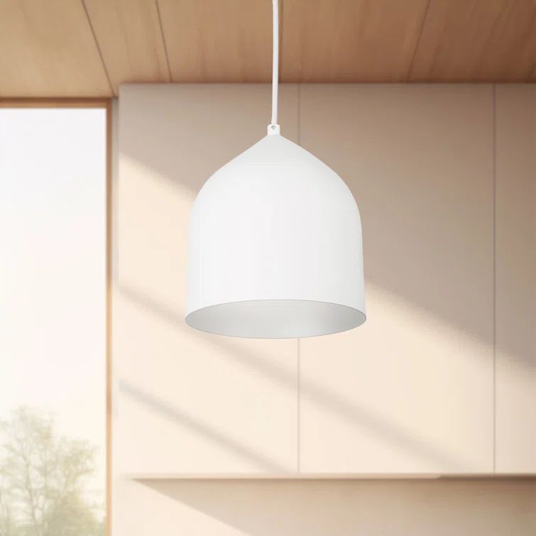 Helena Sleek 9'' Aluminum Pendant with Contrasting White/Silver Shade