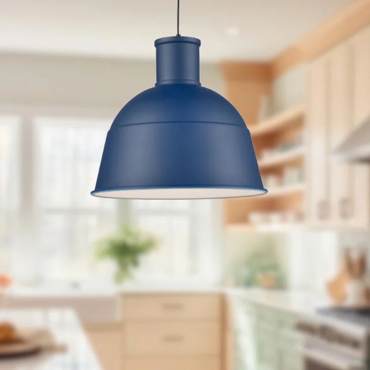 Indigo Blue Modern Aluminum Dome Pendant Light