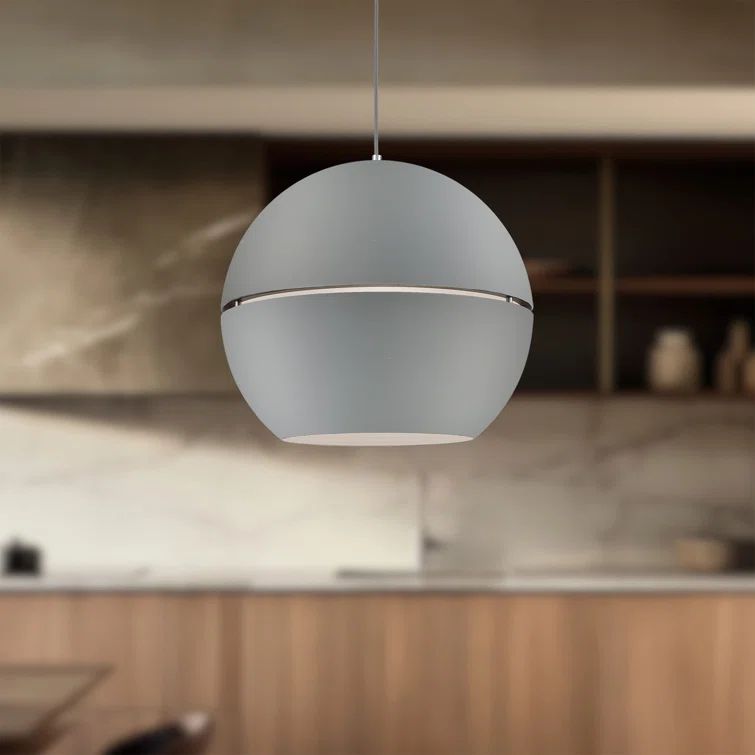 Gray Aluminum 21.5" Pendant Light with Split Spherical Shade