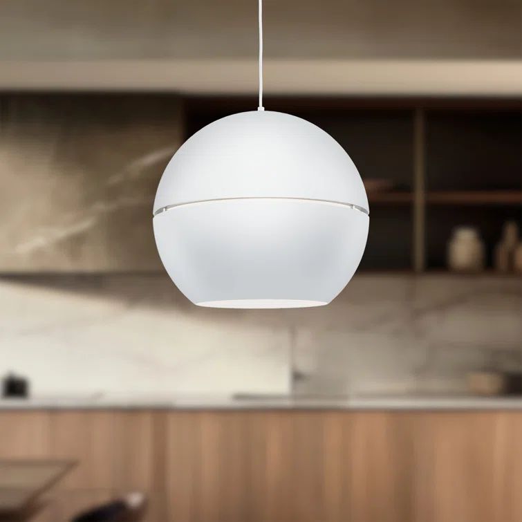 Lucas Modern Globe Pendant in White Aluminum 21.5" H x 24" W