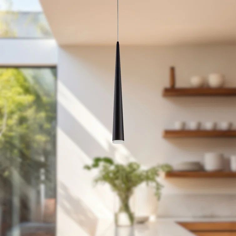 Mina Sleek Black and Brushed Nickel 24" LED Pendant Light