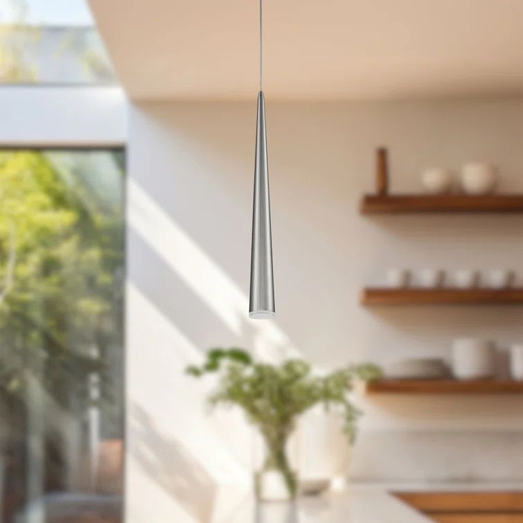 Mina Brushed Nickel 24" LED Glass Pendant Light