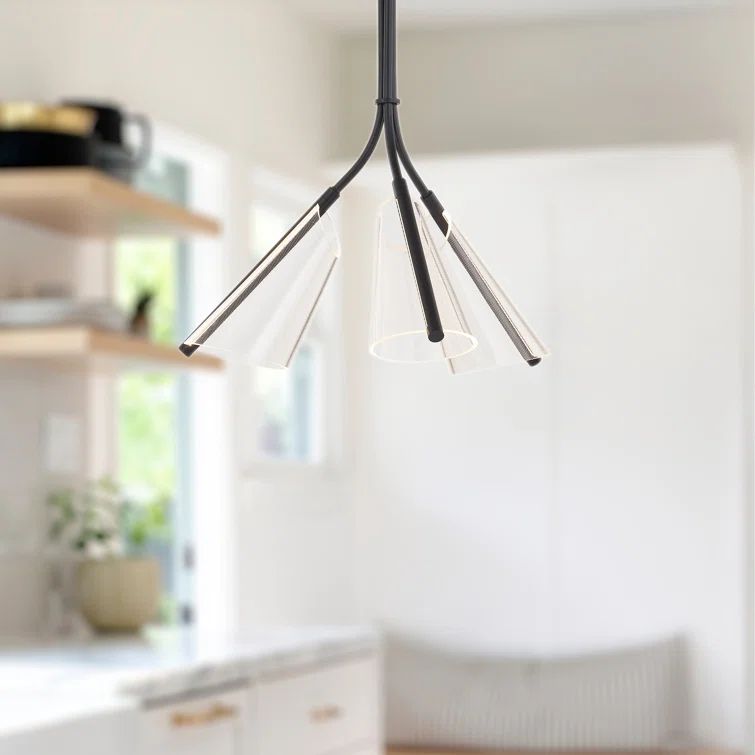 Mulberry Modern Minimal LED Pendant in Matte Black, 26.25" H x 21.75" W