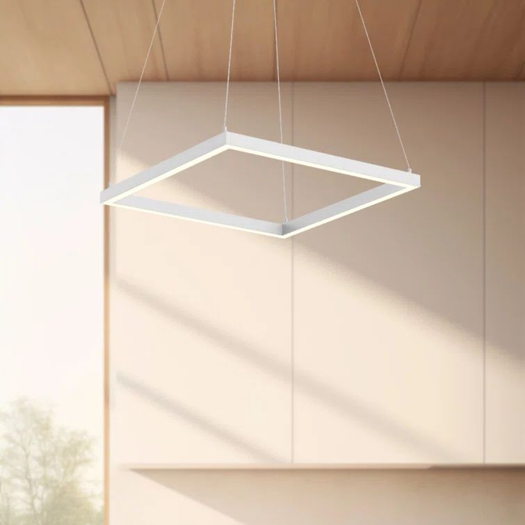 White Aluminum Square LED Pendant Light