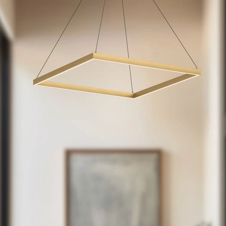 Brushed Gold Square Aluminum LED Pendant Light
