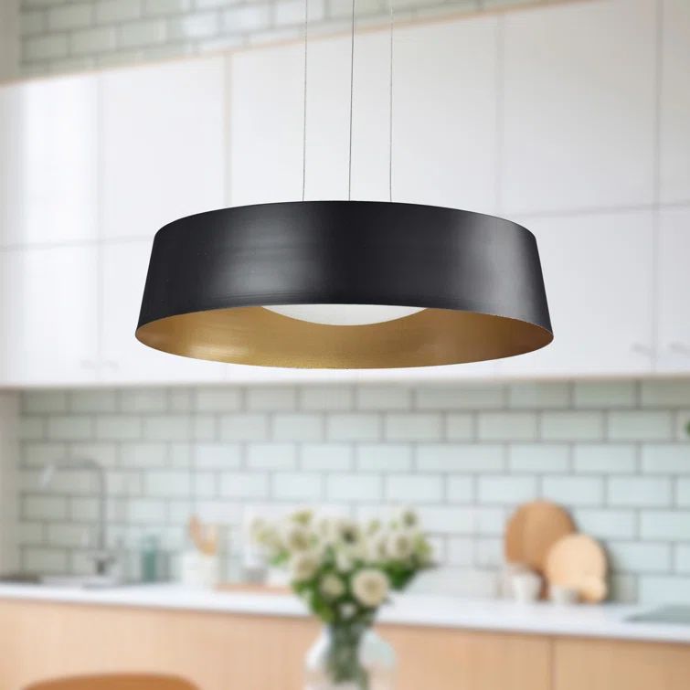 Sampson Black and Gold Drum LED Pendant Light