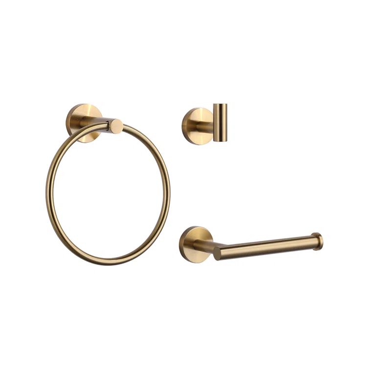 Brushed Gold Stainless Steel 3-Piece Bathroom Hardware Set