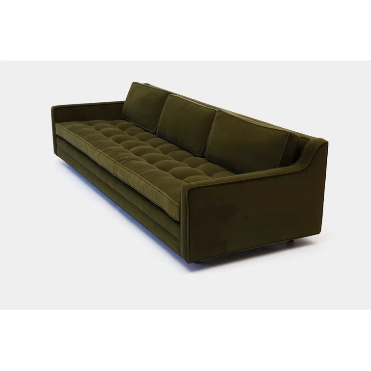 Forest Green Velvet Three-Seater Sleeper Sofa with Wood Frame