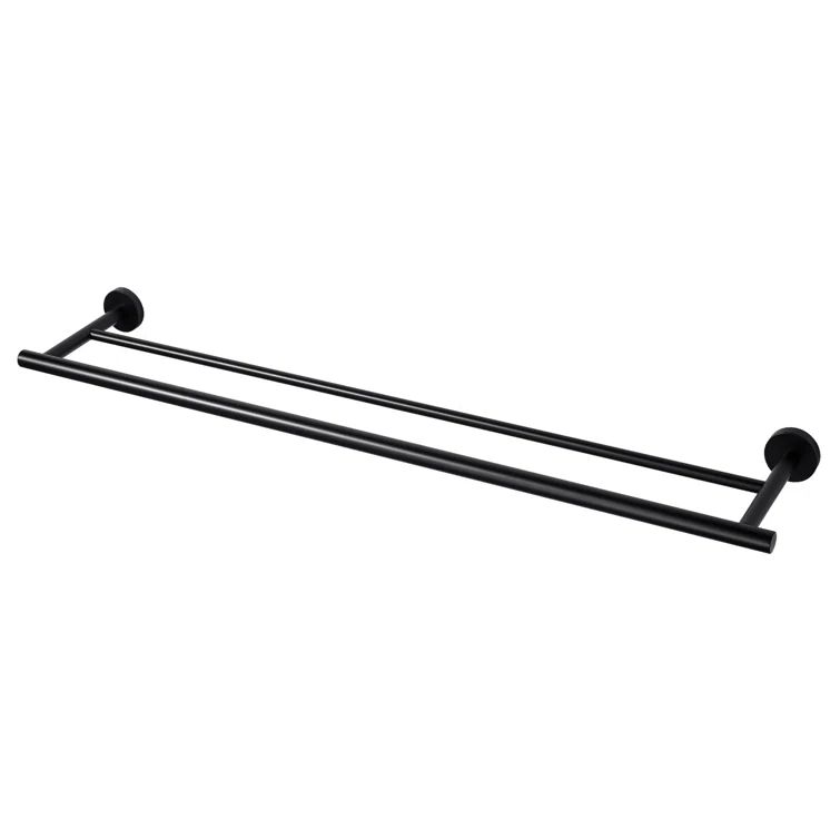 Matte Black Stainless Steel Double Wall Mounted Towel Bar