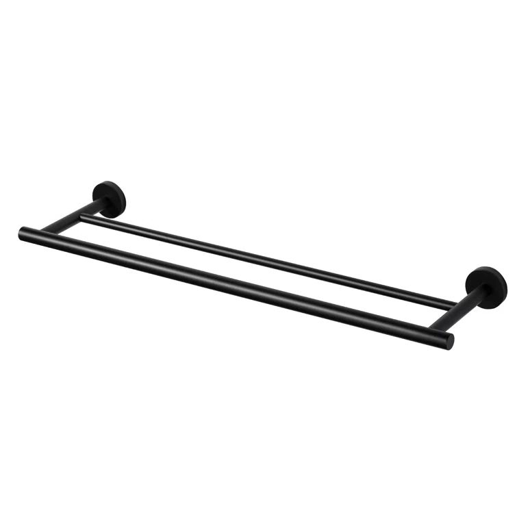 24-Inch Matte Black Stainless Steel Double Towel Bar