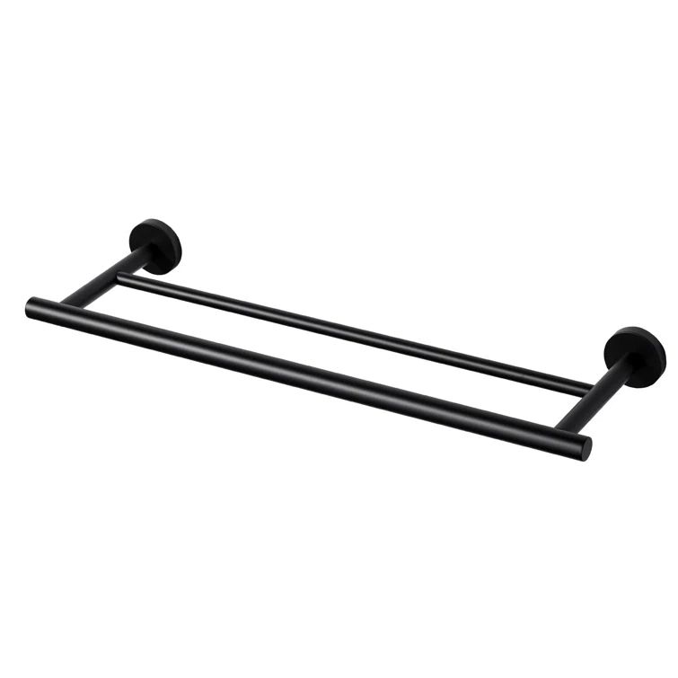 Matte Black Stainless Steel Double Wall Mounted Towel Bar