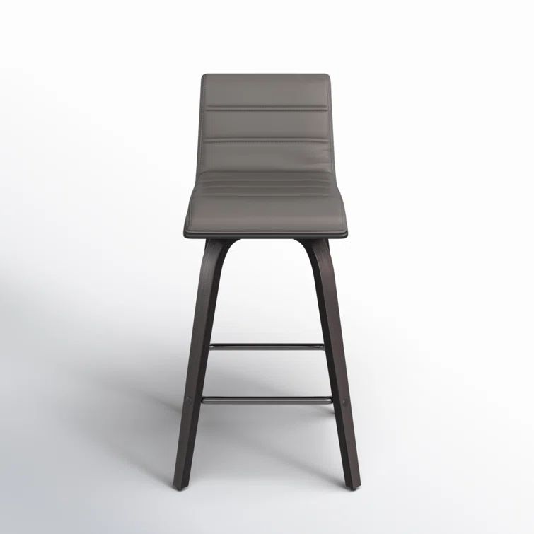 Hiram Black and Gray Solid Wood Swivel Bar Stool