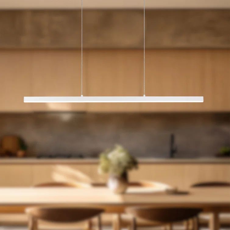 White Glass LED Linear Kitchen Island Pendant