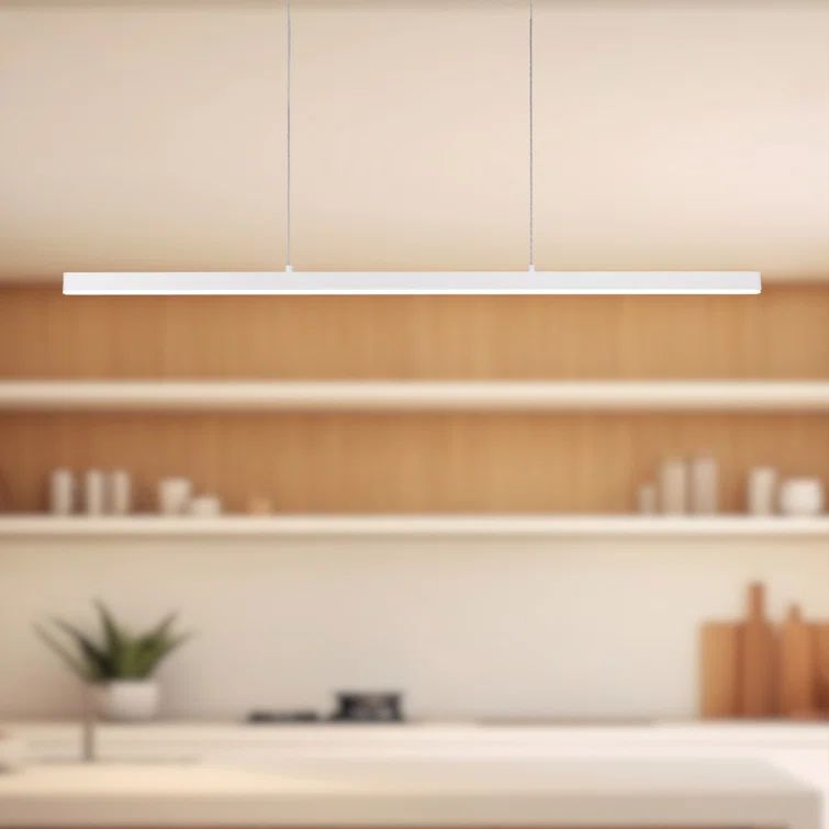 Vega Slim 56" LED Linear Pendant in White and Brushed Nickel