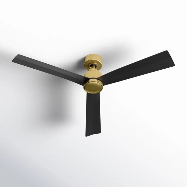 52" Soft Brass and Matte Black Smart Ceiling Fan with Remote