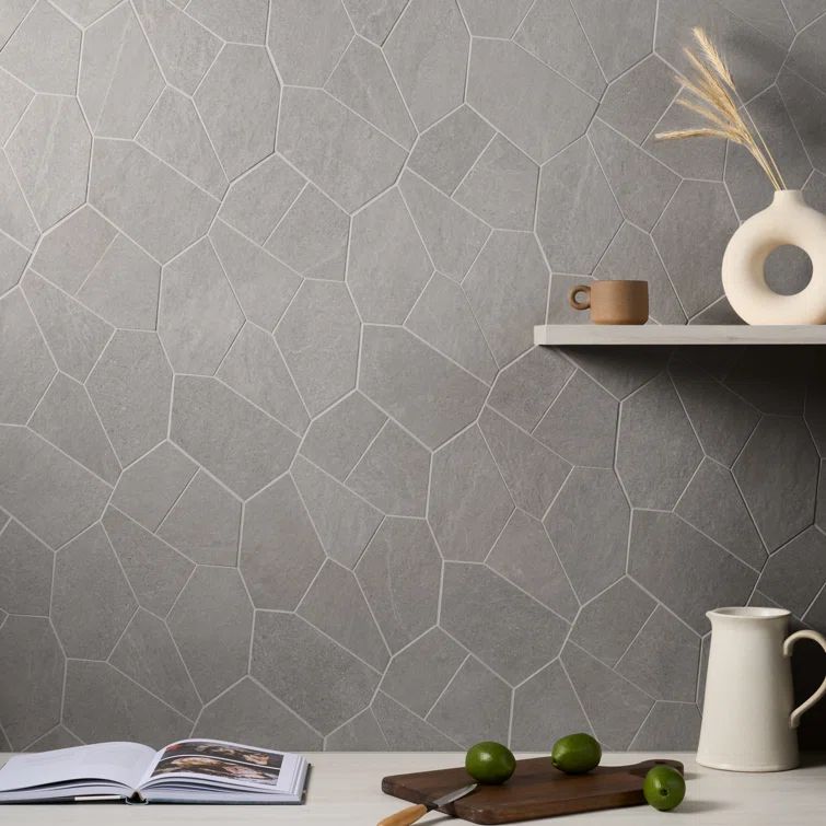 Silver Gray Geometric Matte Porcelain Mosaic Tile for Indoor/Outdoor
