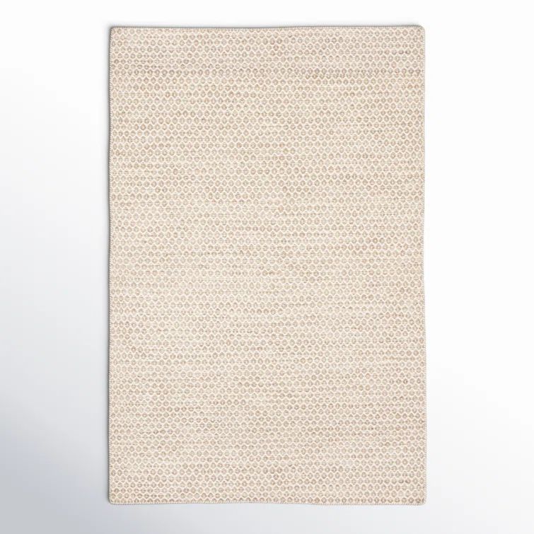 Ivory Geometric Flat Woven Wool Rug 2' x 3'