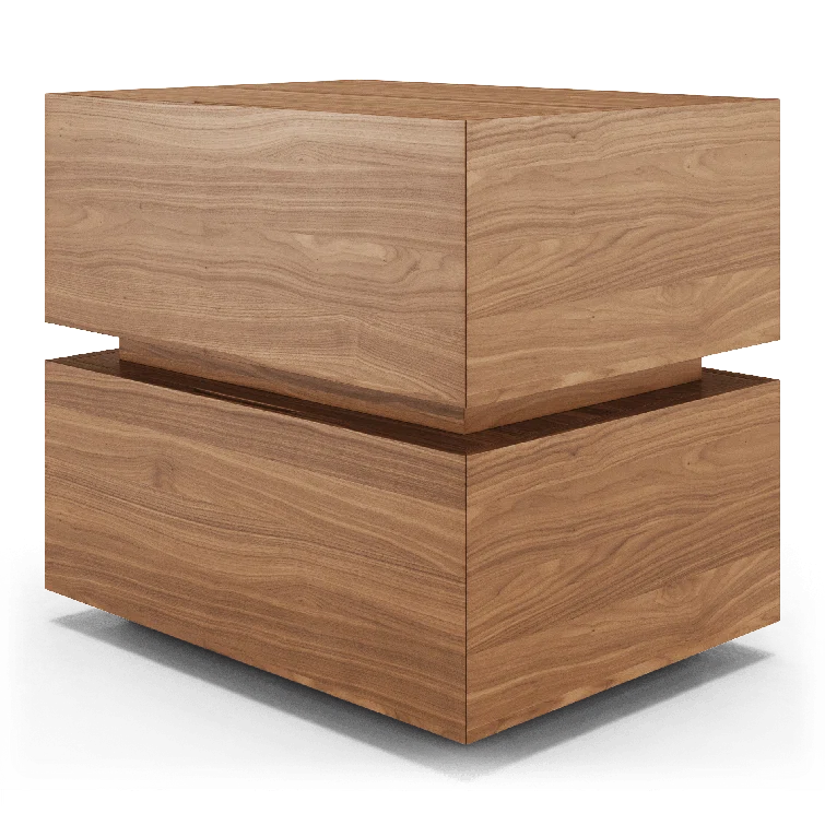 Brookline Walnut 2-Drawer Modern Nightstand