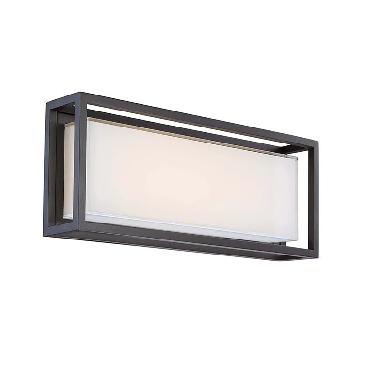 Bronze Rectangular LED Wall Light with White Mitered Glass