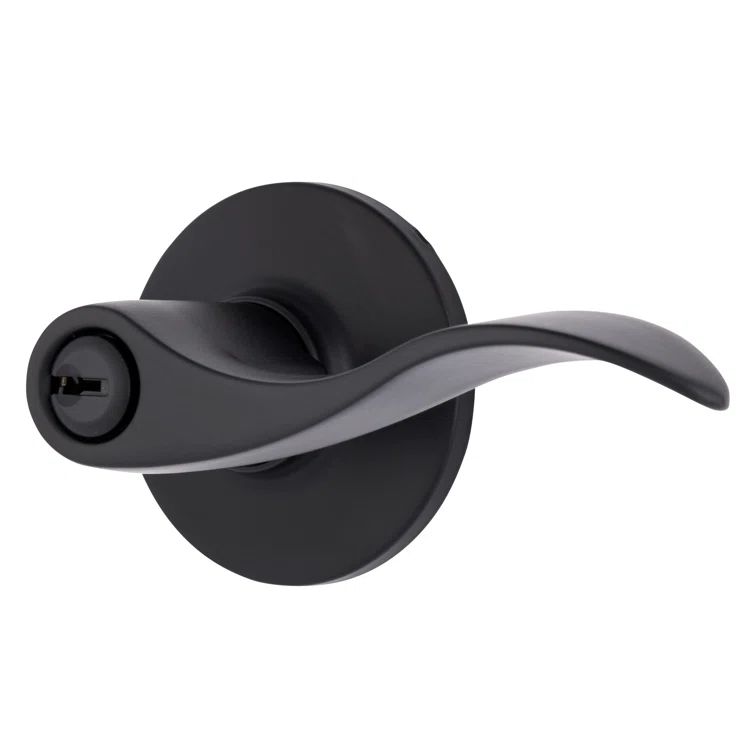 Matte Black Transitional Keyed Entry Wave Door Lever