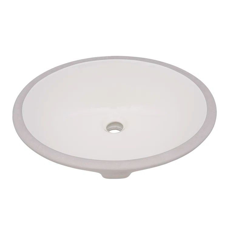 Biscuit Oval Ceramic Undermount Bathroom Sink with Overflow
