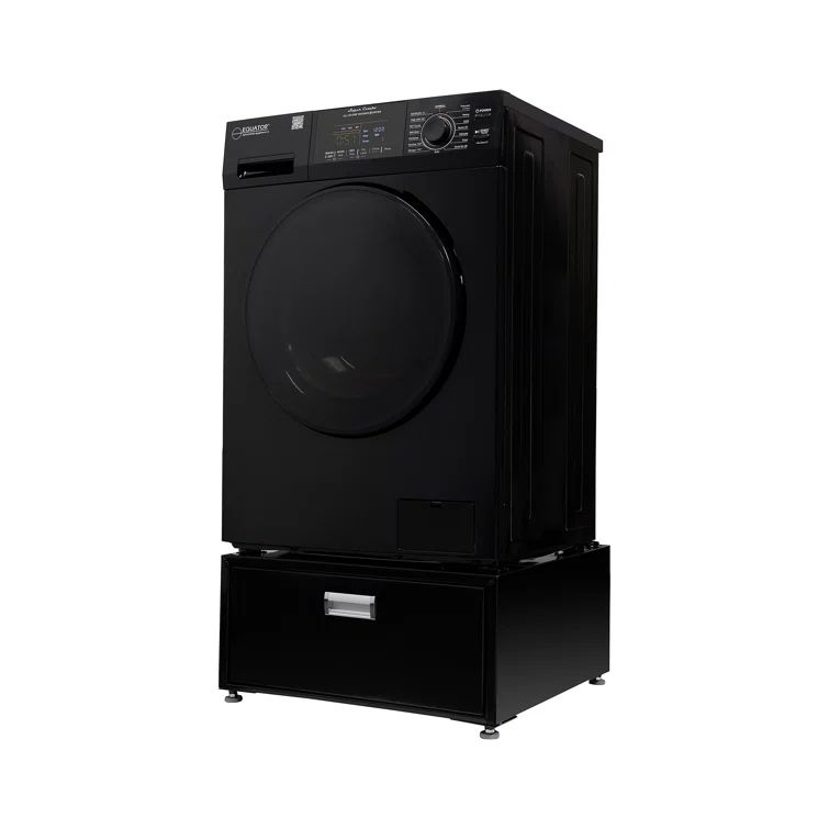 Black 1.62 cu. ft. Smart Electric All-in-One Washer Dryer with Pedestal