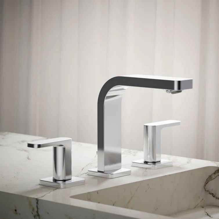 Polished Chrome Modern Widespread Bathroom Faucet with Lever Handles
