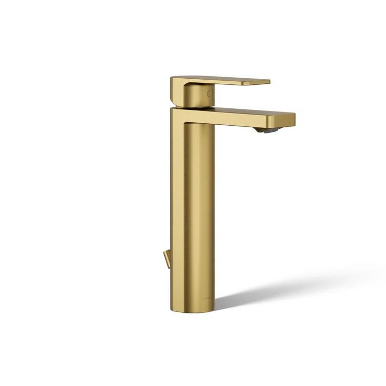 Vibrant Brushed Moderne Brass Tall Single-Handle Bathroom Faucet