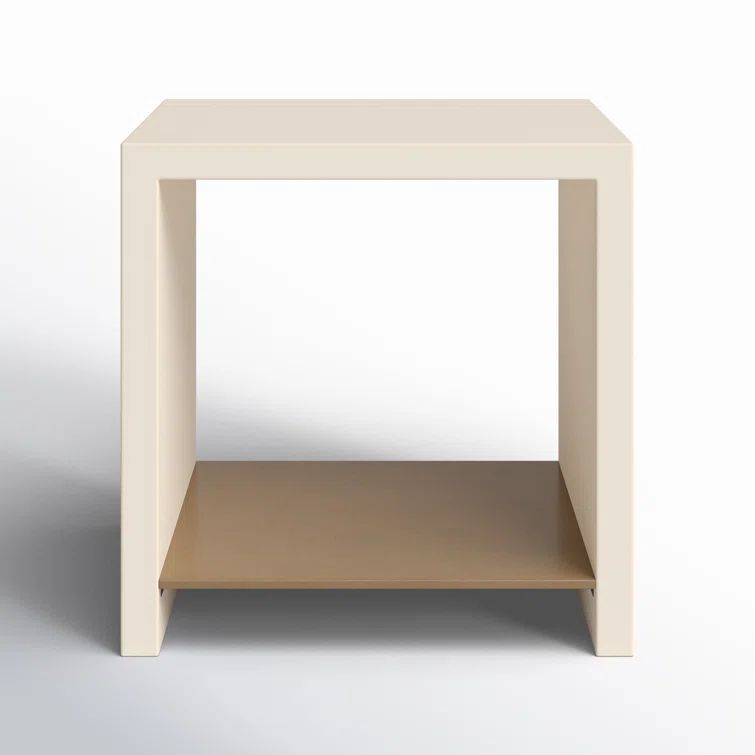 Parchment White Concrete Top Rectangular End Table