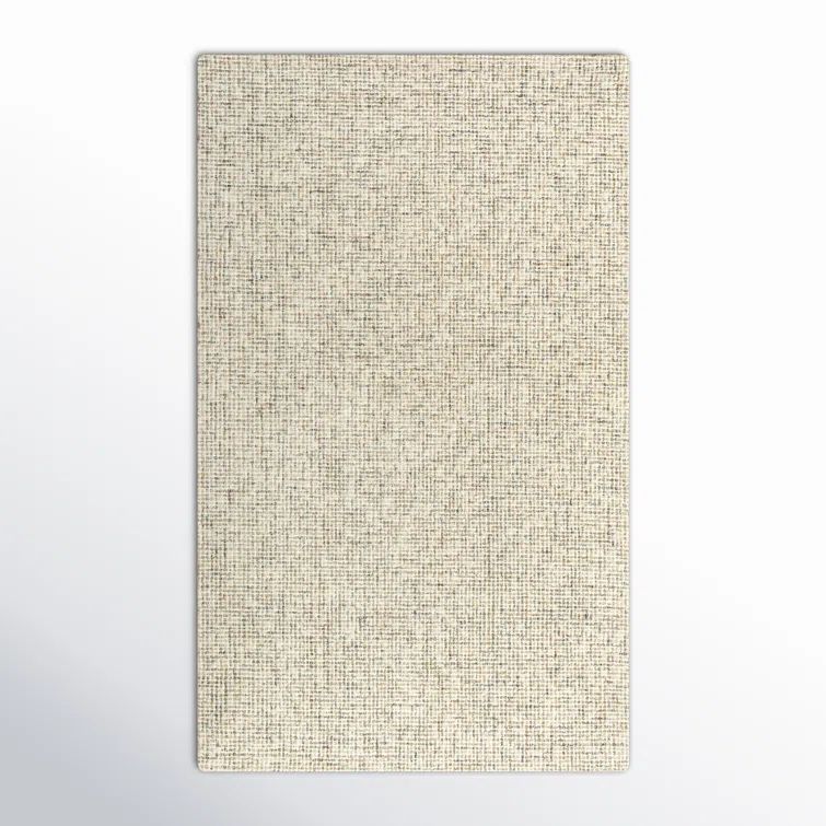 Ivory Handwoven Wool Rectangular Area Rug 3' x 5'