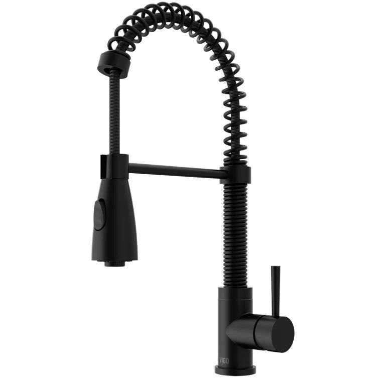 Matte Black Brass Pull-Down Kitchen Faucet with Spray Head