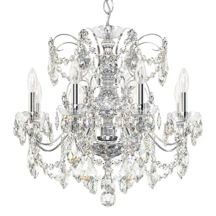 Polished Silver 8-Light Heritage Crystal Chandelier