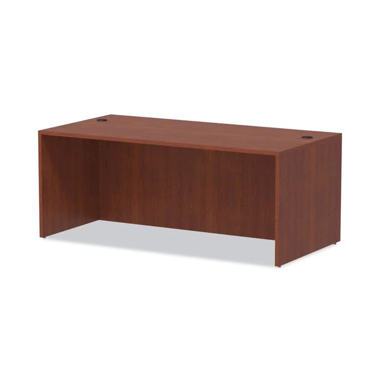 Medium Cherry Wood Desk Shell with Filing Cabinet