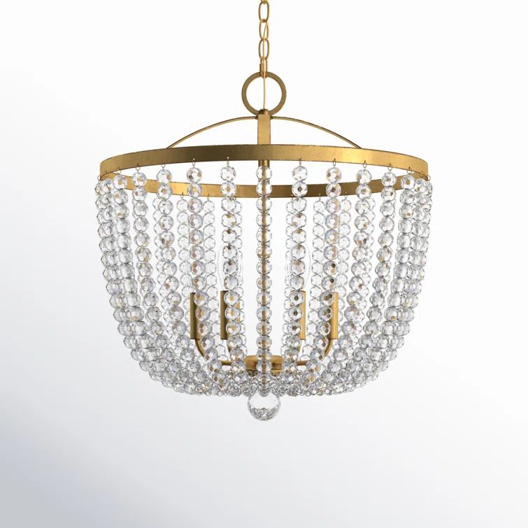 Antique Gold Beaded 4-Light Empire Chandelier