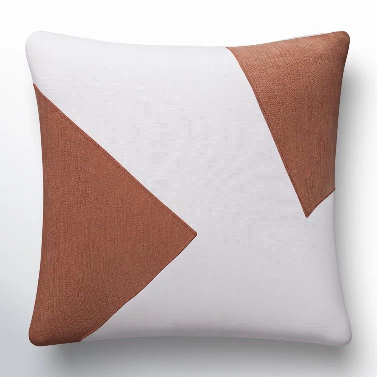 20" x 20" White and Brown Cotton Geometric Throw Pillow Set