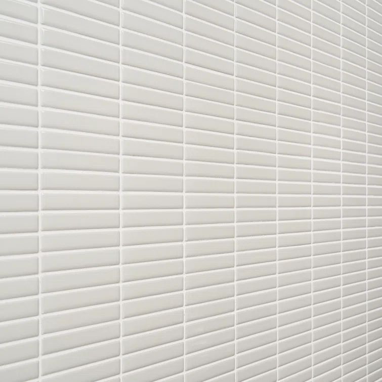 White Glossy Porcelain Stacked Mosaic Tile 11.19 x 11.9 Inch