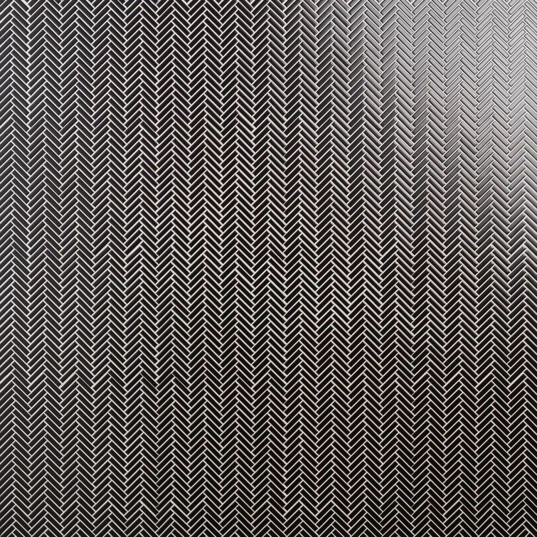 Black Matte Porcelain Herringbone Mosaic Tile 11x11