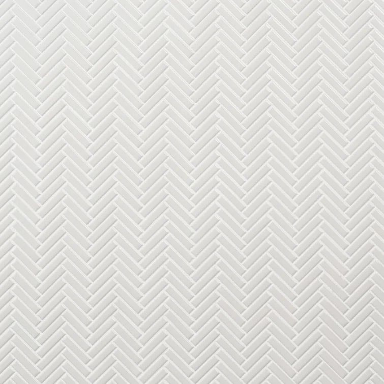 White Herringbone 11x11 Glossy Porcelain Mosaic Tile