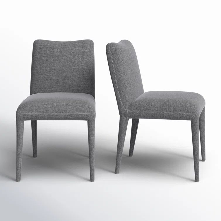 Dark Gray Upholstered Wood Side Chair Set