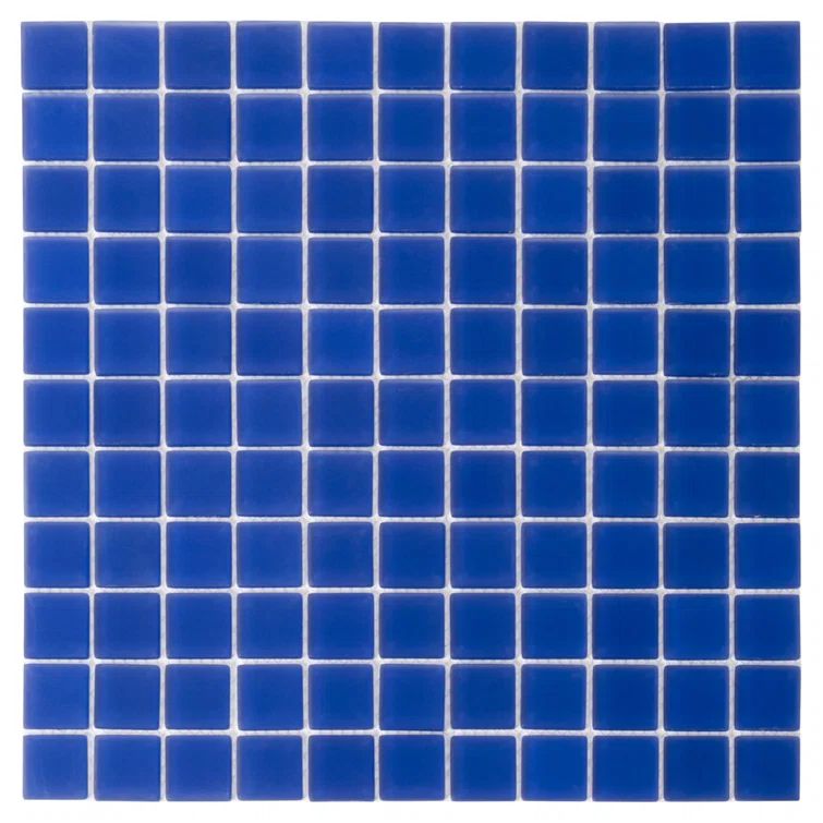 12" x 12" Matte Cobalt Blue Glass Mosaic Tile