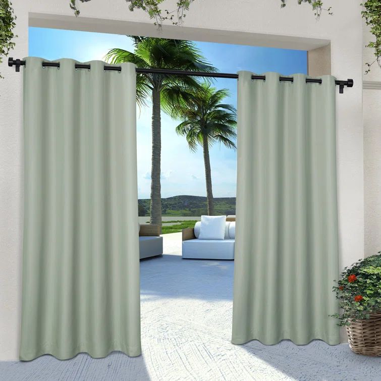 Seafoam Polyester Light Filtering Grommet Top Curtain Panels, 54" x 96"