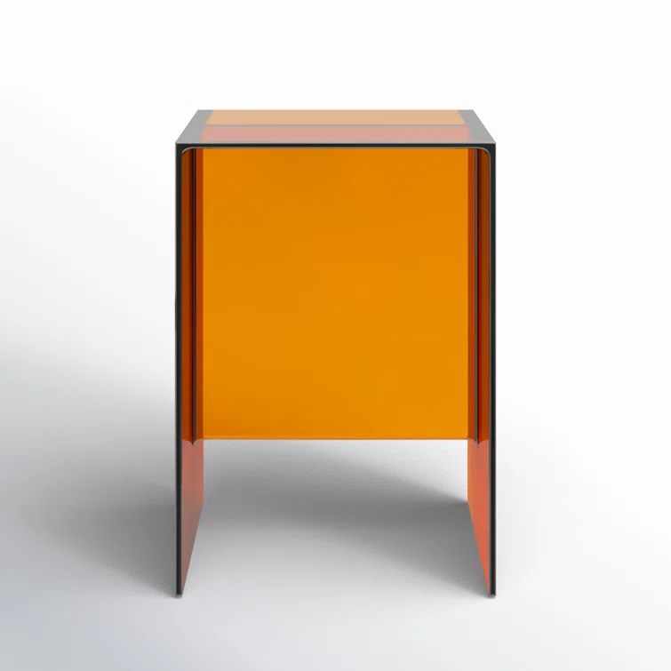 Amber Acrylic Rectangular Modern Side Table