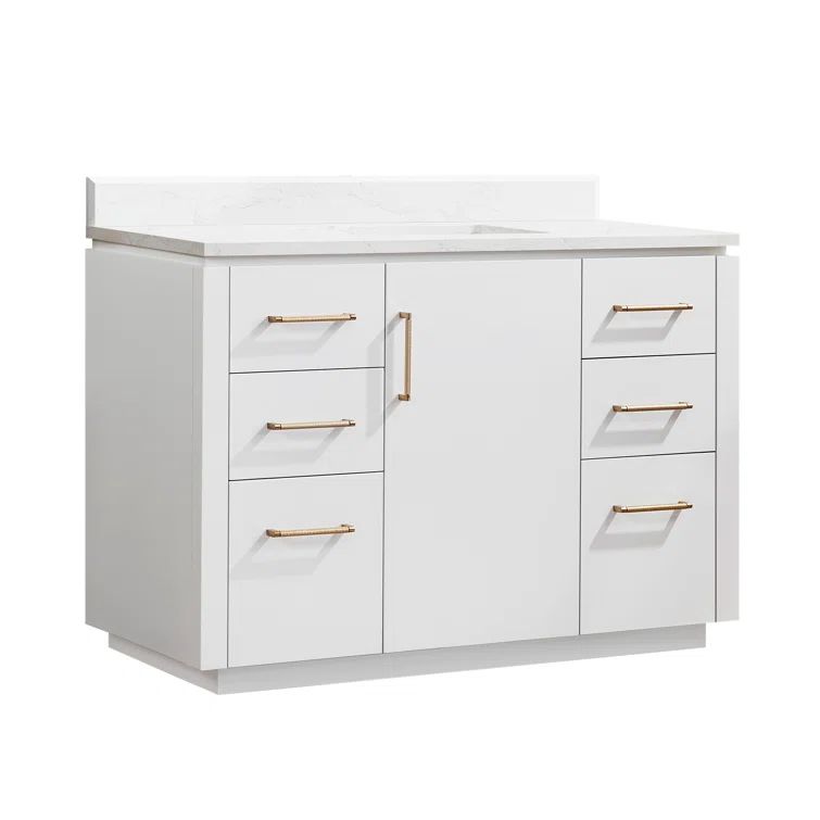 San 48'' White and Gold Single Bathroom Vanity