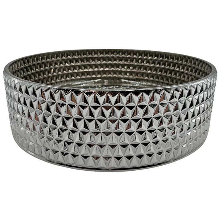 Silver Gloss Glass Round Above-Counter Vessel Sink
